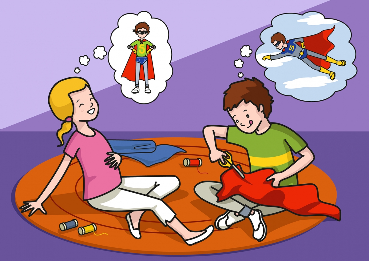 El niño piensa que es un superhéroe