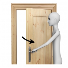 Persona abriendo una puerta