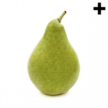 En la imagen se ve una pera verde