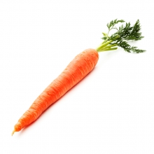 Imagen en la que se ve una zanahoria entera con las hojas verdes en la parte superior