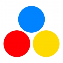Imagen en la que se ven tres círculos de colores: azul, rojo y amarillo
