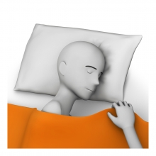 Imagen en la que una mano está tapando con una sábana a una persona dormida